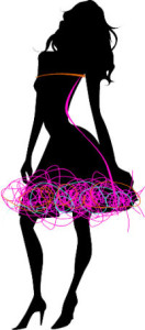 silhouette of a lady in a dress