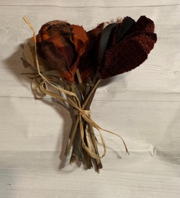 Fall fabrics made into roses