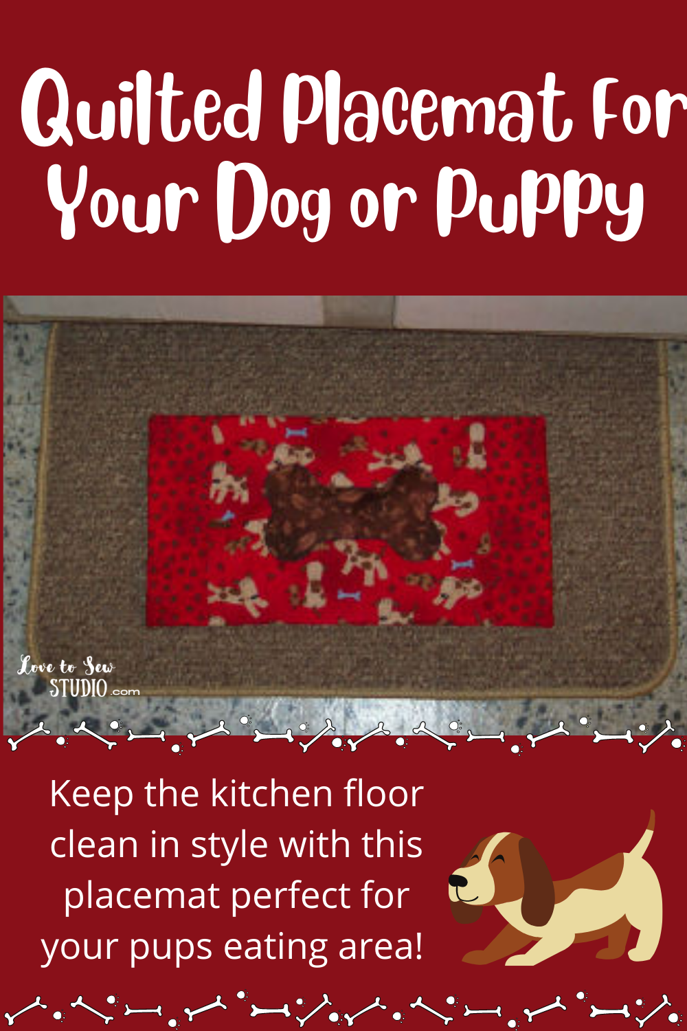 Dog Feeding Mat, Dog Placemats, Dog Rug, Pet Food Mat, Vinyl Floor