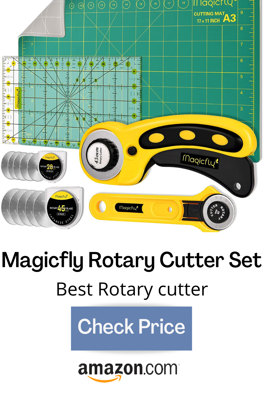 39 Pcs Rotary Cutter Set Blue - Quilting Kit Incl. 45Mm Fabric Cutter With  5 E