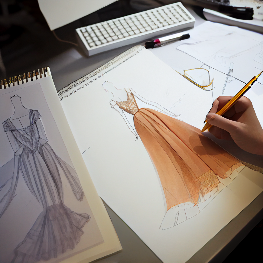 Hey Jude A Fashion Designer Sketching A Dress In A Studio 9317618d 8252 407a Acc5 14f7b48aa245 